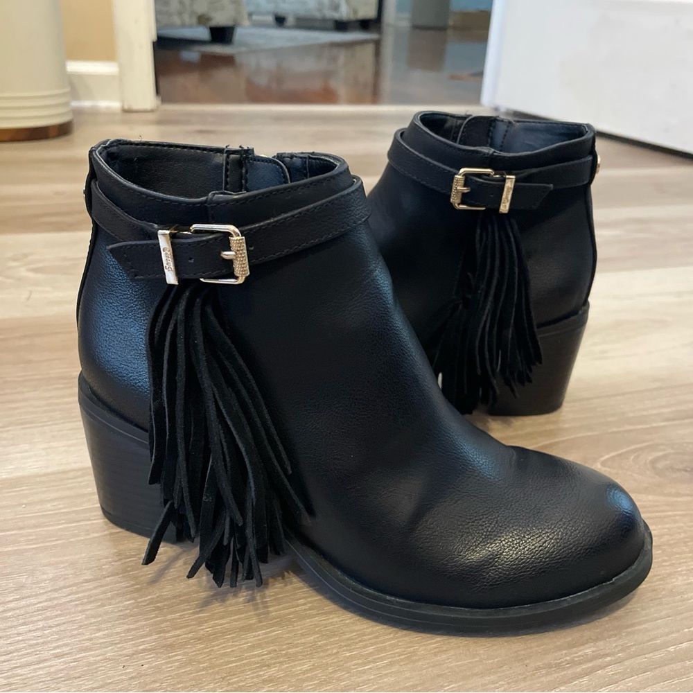 Circus by Sam Edelman Black‎ Ankle Boots with Fringe